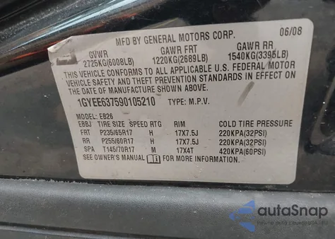 2009 Cadillac Srx V6 from USA, damaged, VIN 1GYEE637590105210